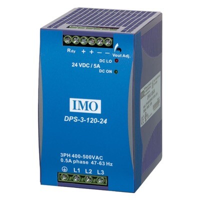 DPS-3-120-24DC IMO DPS Series 3 Phase AC-DC DIN Rail Power Supply 120W 340-575 AC Input 24V DC Output Voltage