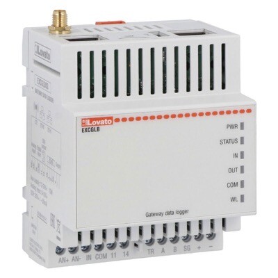 EXCGLB03 Lovato Gateway Data Logger 1 RS485 Port 2 Ethernet Port 4G (LTE) Connection
