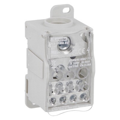 ACB1P255A12 Lovato ACB Power Distribution Block Single-pole 255A 12 Terminals