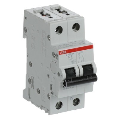 2CDS251103R0044 ABB S201-C4NA 1P+N MCB C Curve 4A 6kA
