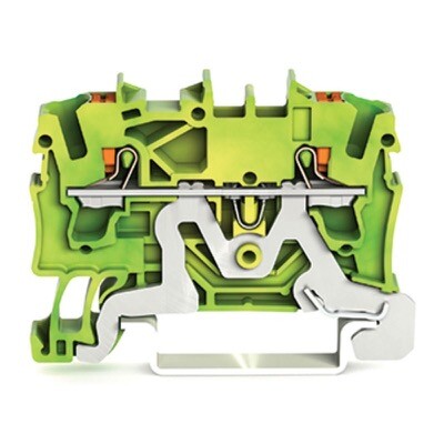 2202-1207 WAGO TOPJOB S 2-conductor Ground Terminal Block with Push-button 2.5mm2 with Test Port Side &amp; Centre Marking