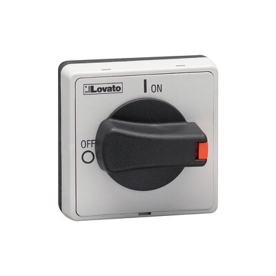 GAX68B Lovato GA Padlockable Small Black Isolator Handle Screw Fix 48 x 48mm