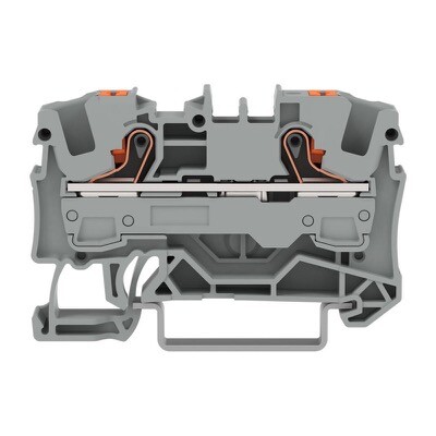 2206-1201 WAGO TOPJOB S 2-conductor Through Terminal Block with Push-button 6mm2 TS35 Push-in Grey