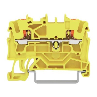 2202-1206 WAGO TOPJOB S 2-conductor Through Terminal Block with Push-button 2.5mm2 TS35 Push-in Yellow