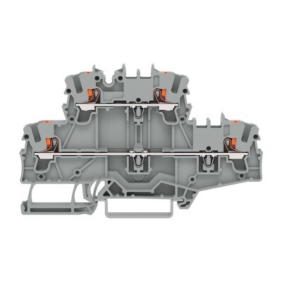 2202-2701 WAGO TOPJOB S Double-deck Terminal Block L/L with Push-button 2.5mm2 TS35 Push-in Grey