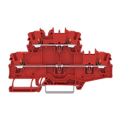 2202-2701/000-005 WAGO TOPJOB S Double-deck Terminal Block L/L with Push-button 2.5mm2 TS35 Push-in Red