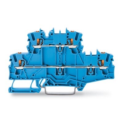2202-2704 WAGO TOPJOB S Double-deck Terminal Block N/N with Push-button 2.5mm2 TS35 Push-in Blue