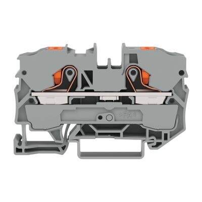 2210-1201 WAGO TOPJOB S 2-conductor Through Terminal Block with Push-button 10mm2 TS35 Push-in Grey