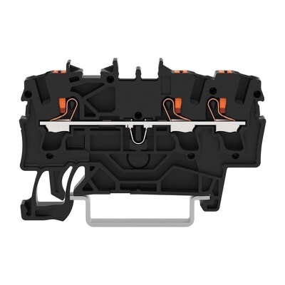 2202-1305 WAGO TOPJOB S 3-conductor Through Terminal Block with Push-button 2.5mm2 TS35 Push-in Black