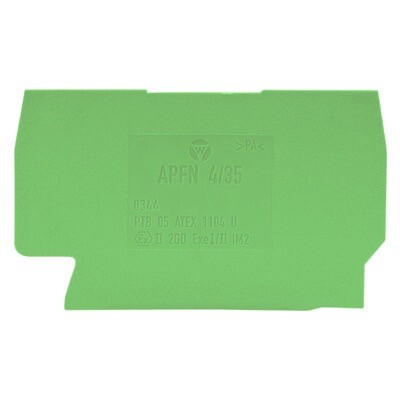 07.312.9255.7 Wieland selos WT APFN 4/35 GN End Plate for DIN Rail Terminal Blocks WKFN 4 Colour Green