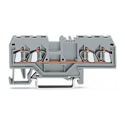 280-633 WAGO 4-conductor Through Terminal Block 2.5mm2 Centre Marking for DIN Rail 35 x 15 and 35 x 7.5 CAGE CLAMP Grey