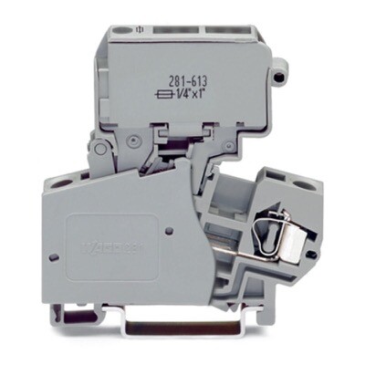 281-623 WAGO 2-conductor Fuse Terminal Block with Pivoting Fuse Holder for Cartridge Fuse 1/4" x 1 1/4"