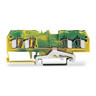 281-657 WAGO 4-conductor Ground Terminal Block 4mm2 Centre Marking for DIN Rail 35 x 15 and 35 x 7.5 CAGE CLAMP