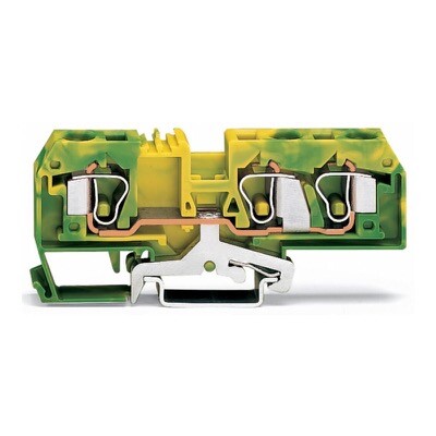 284-687 WAGO 3-conductor Ground Terminal Block 10mm2 Centre Marking for DIN-rail 35 x 15 and 35 x 7.5 CAGE CLAMP G/Y