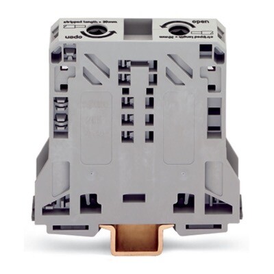 285-150 WAGO 2-conductor Through Terminal Block 50mm Lateral Marker Slots Only for DIN 35 x 15 Rail Power CAGE CLAMP 50mm2 Grey
