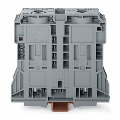 285-1185 WAGO 2-conductor Through Terminal Block 185mm Lateral Marker Slots Only for DIN 35 x 15 Rail Power CAGE CLAMP 185mm2 Grey