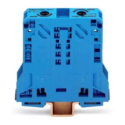 285-154 WAGO 2-conductor Through Terminal Block 50mm Lateral Marker Slots only for DIN 35 x 15 Rail Power CAGE CLAMP 50mm Blue