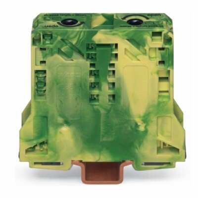 285-157 WAGO 2-conductor Ground Terminal Block 50mm2 Lateral Marker Slots Only for DIN 35 x 15 Rail Power CAGE CLAMP 50mm2 Green/Yellow