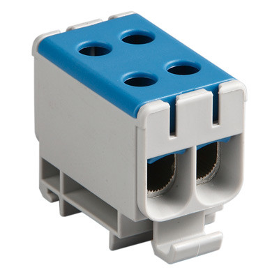 KE66.2 Ensto Clampo Pro 50mm Blue DIN Rail Terminal for TS35 Rail/Base Mounting Four linked Connections