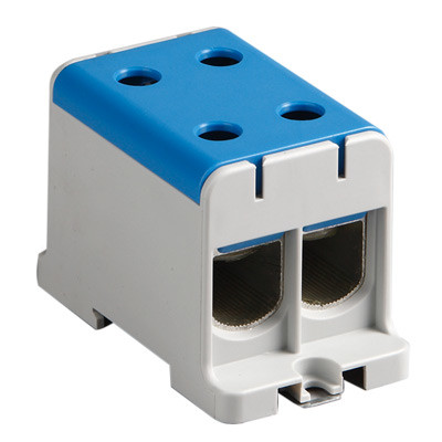 KE68.2 Ensto Clampo Pro 150 mm Blue DIN Rail Terminal for TS35 Rail/Base Mounting Four linked Connections