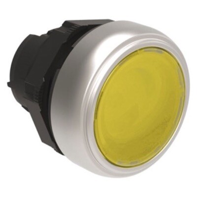 LPCBL105 Lovato Electric Platinum Illuminated Yellow Flush Pushbutton Actuator 22.5mm Spring Return