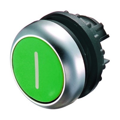 M22-D-G-X1 Eaton RMQ-Titan Green Flush Pushbutton Actuator with &#039;I&#039; symbol 22.5mm Spring Return 