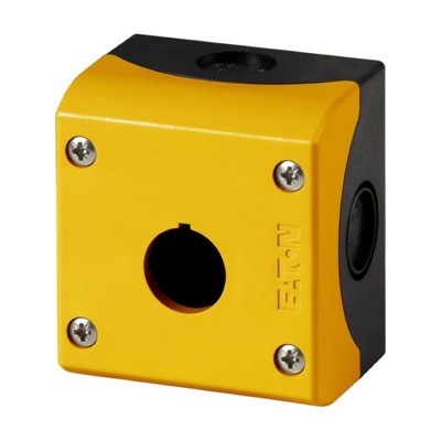 M22-IY1 Eaton RMQ-Titan 1 Hole Empty Plastic Enclosure for 22.5mm Control Actuators IP66 Yellow Lid