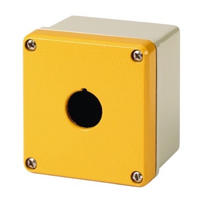 M22-I1MGE-SAL Eaton RMQ-Titan 1 Hole Empty Metal Enclosure for 22.5mm Control Actuators IP66 Yellow Lid