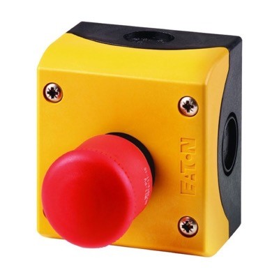 M22-PV/KC11/IY Eaton RMQ-Titan Enclosed 38mm Red Emergency Stop Button with 1 x N/C &amp; 1 x N/O Contacts Pull to Release