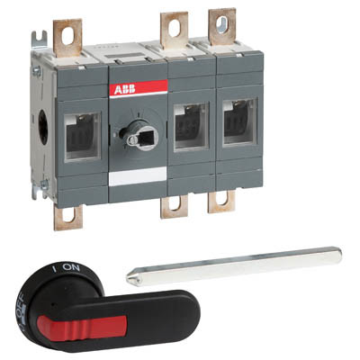 OT200E12P ABB OT 200A 3 Pole Isolator for Base Mounting Handle Between 1st &amp; 2nd Pole Switch Supplied with 210mm Shaft &amp; OHB65J6 Handle