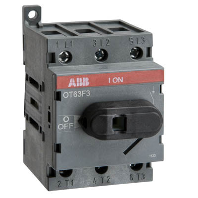 OT63F3 ABB OT 63A 3 Pole Isolator for Base or DIN Rail Mounting