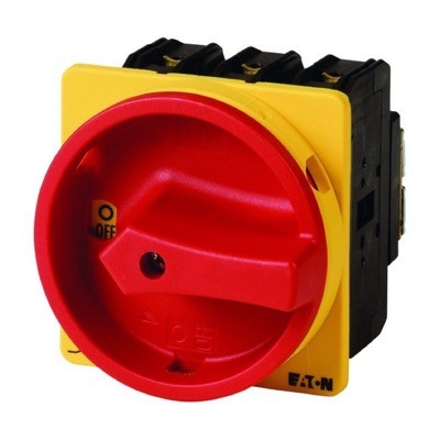 P3-100/EA/SVB Eaton P3 100A 3 Pole Isolator for Door Mounting Switch Supplied with IP65 Red/Yellow Handle