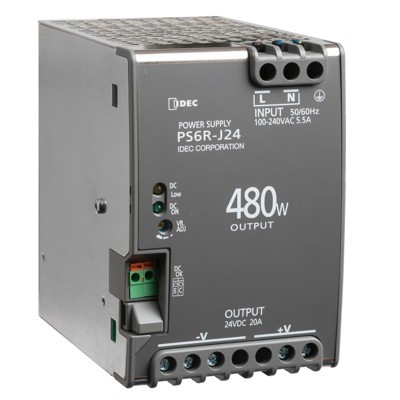 PS6R-J24 IDEC PS6R Slim-Line Power Supply 20A 480W 85-264VAC Input Voltage 24VDC Output Voltage