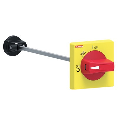 SM1X18200R Lovato SM1 Red/Yellow Padlockable Handle Complete with 200mm Shaft