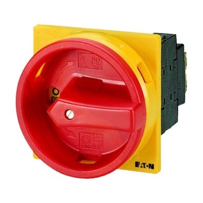 T0-1-102/EA/SVB Eaton T0 20A 2 Pole Isolator for Door Mounting Switch Supplied with IP65 Red/Yellow Handle