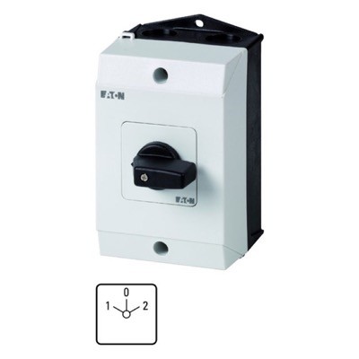 T0-4-8213/I1 Eaton T0 4 Pole Changeover Switch with &quot;O&quot; 20A Surface Mounting Stay Put 5.5kW with Black Handle