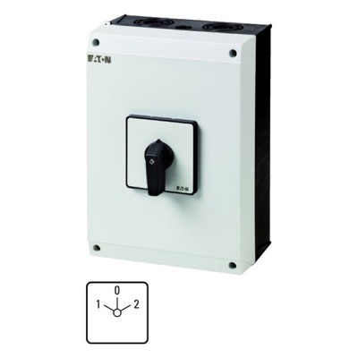 T5-3-8212/I5 Eaton T5 3 Pole Changeover Switch with &quot;O&quot; 100A Surface Mounting Stay Put 55kW Black Handle