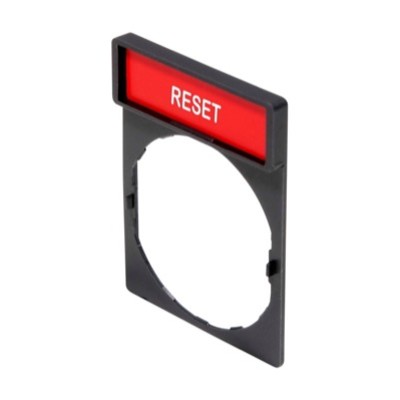ZBY2323 Schneider Harmony Legend Holder for 22mm Units White Text on Red Marked &#039;RESET&#039;