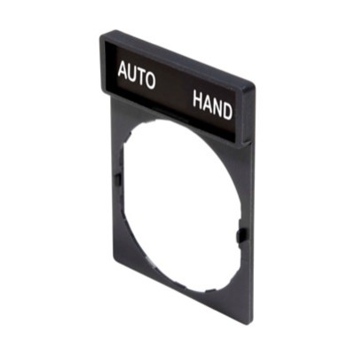 ZBY2364 Schneider Harmony Legend Holder for 22mm Units White Text on Black Marked &#039;AUTO-HAND&#039;