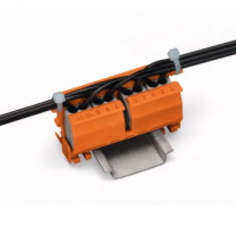 222-500 WAGO 222 Series Mounting Carrier for DIN Rail or Screw Fixing with Strain Relief Plate Orange