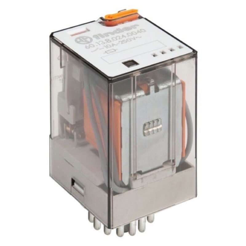 60.13.8.012.0040 Finder 60.13 Three Pole 10A Relay 12VAC Coil 3 Change-Over Contacts (3PDT) Lockable Test Button &amp; Mechnical Flag