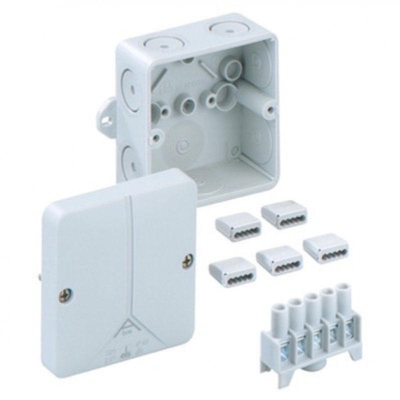 80410701 Spelsberg Abox 040 Polystyrene 93 x 93 x 55mmD Enclosure IP65 White with 5 Pole Connection Block