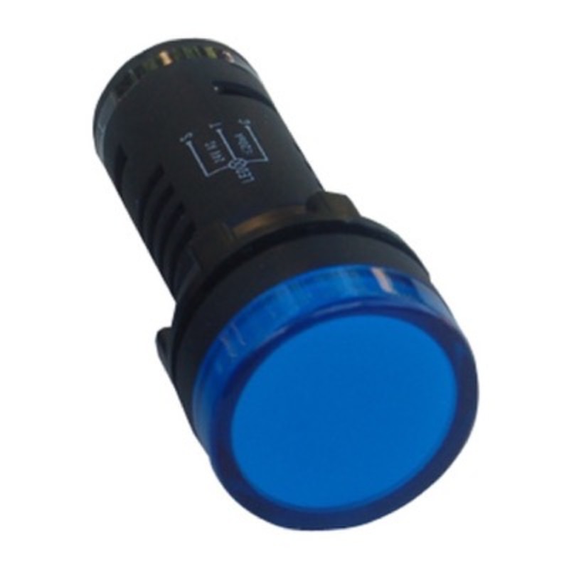 AD22-B230-LT 230VAC Blue LED Monoblock Pilot Lamp with Lamp Test 22.5mm