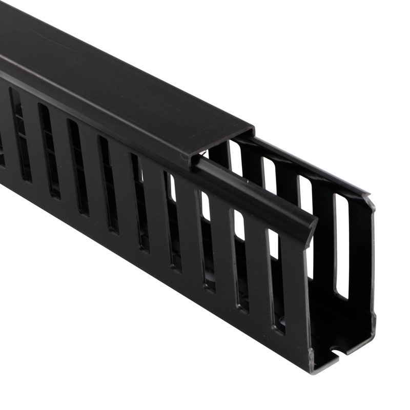 23456000N Betaduct LFH Noryl Closed Slot Trunking 75W x 75H Black RAL9004 Box of 16 Metres (8 Lengths) 