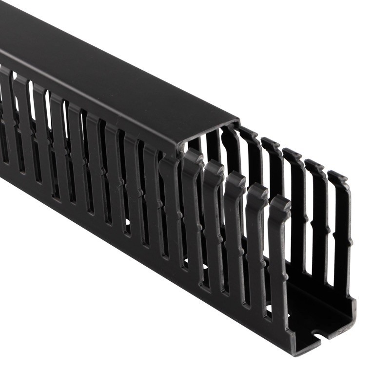 10490024Y Betaduct PVC Narrow Slot Trunking 25W x 75H Black RAL9005 Box of 16 Metres (8 Lengths) 