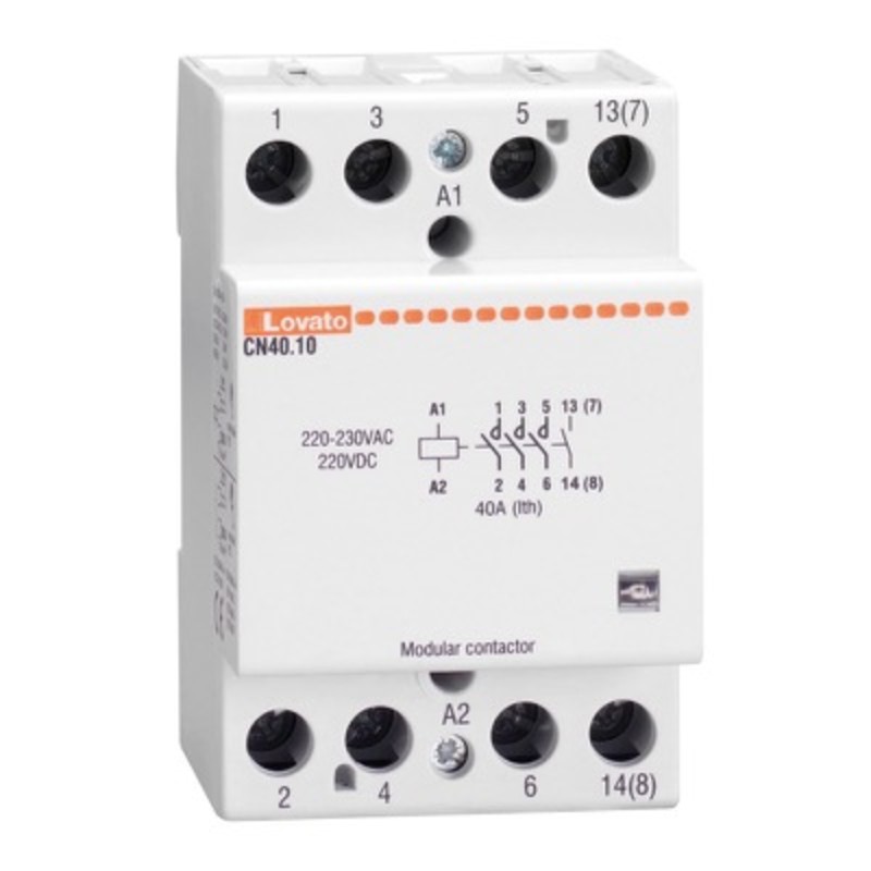 CN4001220 Lovato CN Triple Module 4 Pole Modular Contactor 3 x N/O 1 x N/C 220-230VAC Coil 40A AC1 
