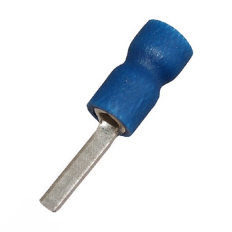 DVB2-9 Insulated Blue Blade Crimp 9mm Long for 0.75-2.5mm Cable