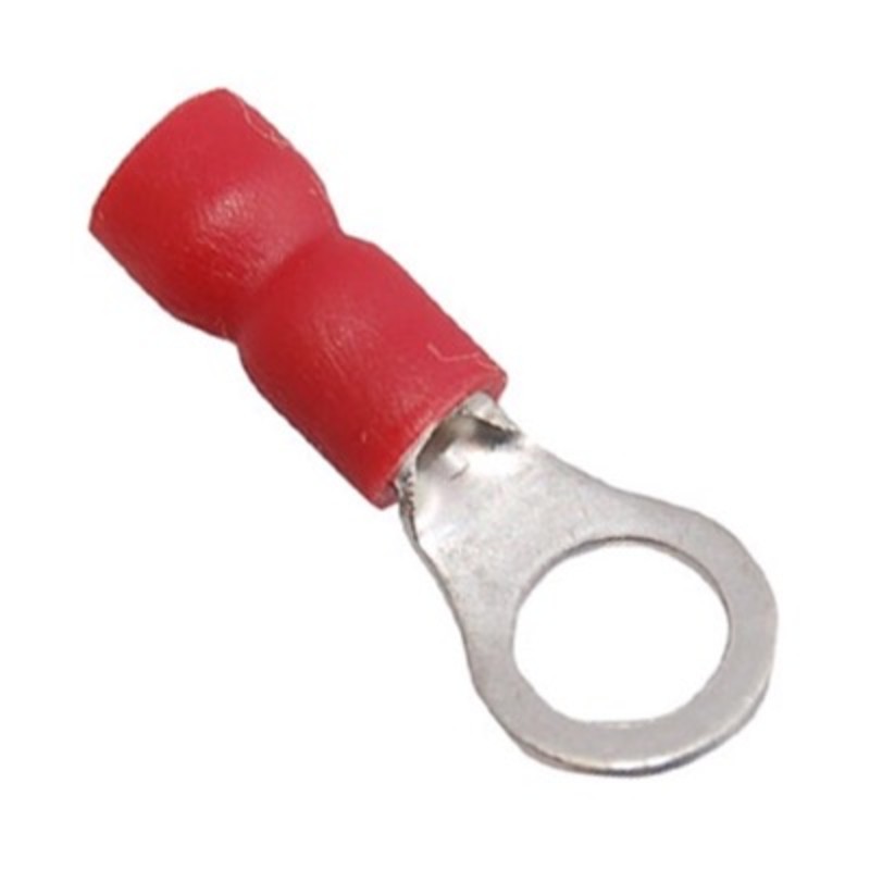 DVR1-5 Insulated Red Ring Crimp with 5.3mm Hole for 0.5-1.5mm Cable