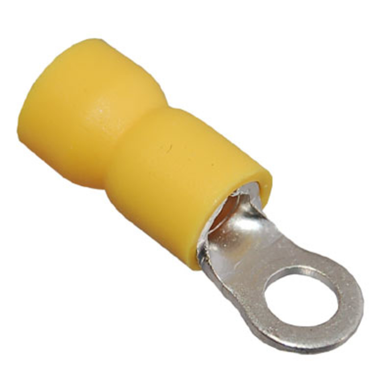 DVR5-3-7 Insulated Yellow Ring Crimp with 3.7mm Hole for 4-6mm Cable 