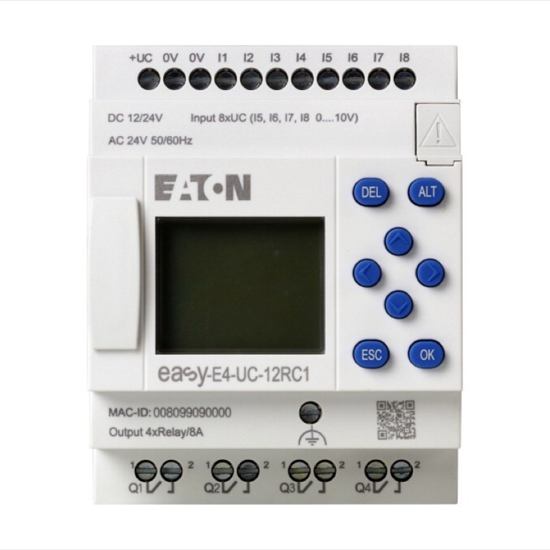 EASY-E4-UC-12RC1 Eaton easyE4 Relay12-24VDC/24VAC 8 Digital Input 4 Relay Output 8A with Display and Keypad